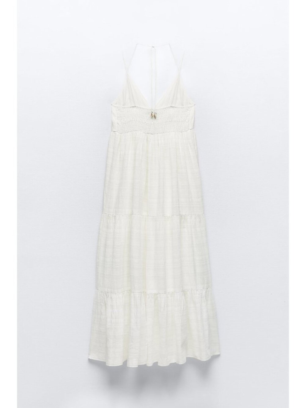Zara White V-Neck Maxi Dress With Shell Strap Details - Picture 3 of 9